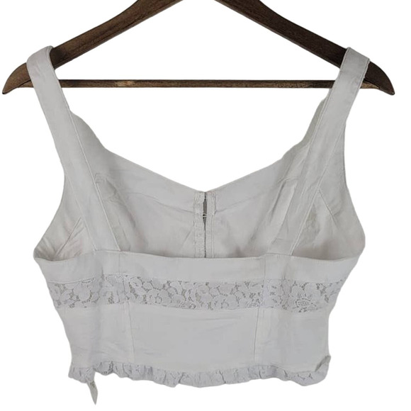 Intimately Free People White Lace Mother of Pearl Buttons Women Crop Blouse M - Picture 4 of 6